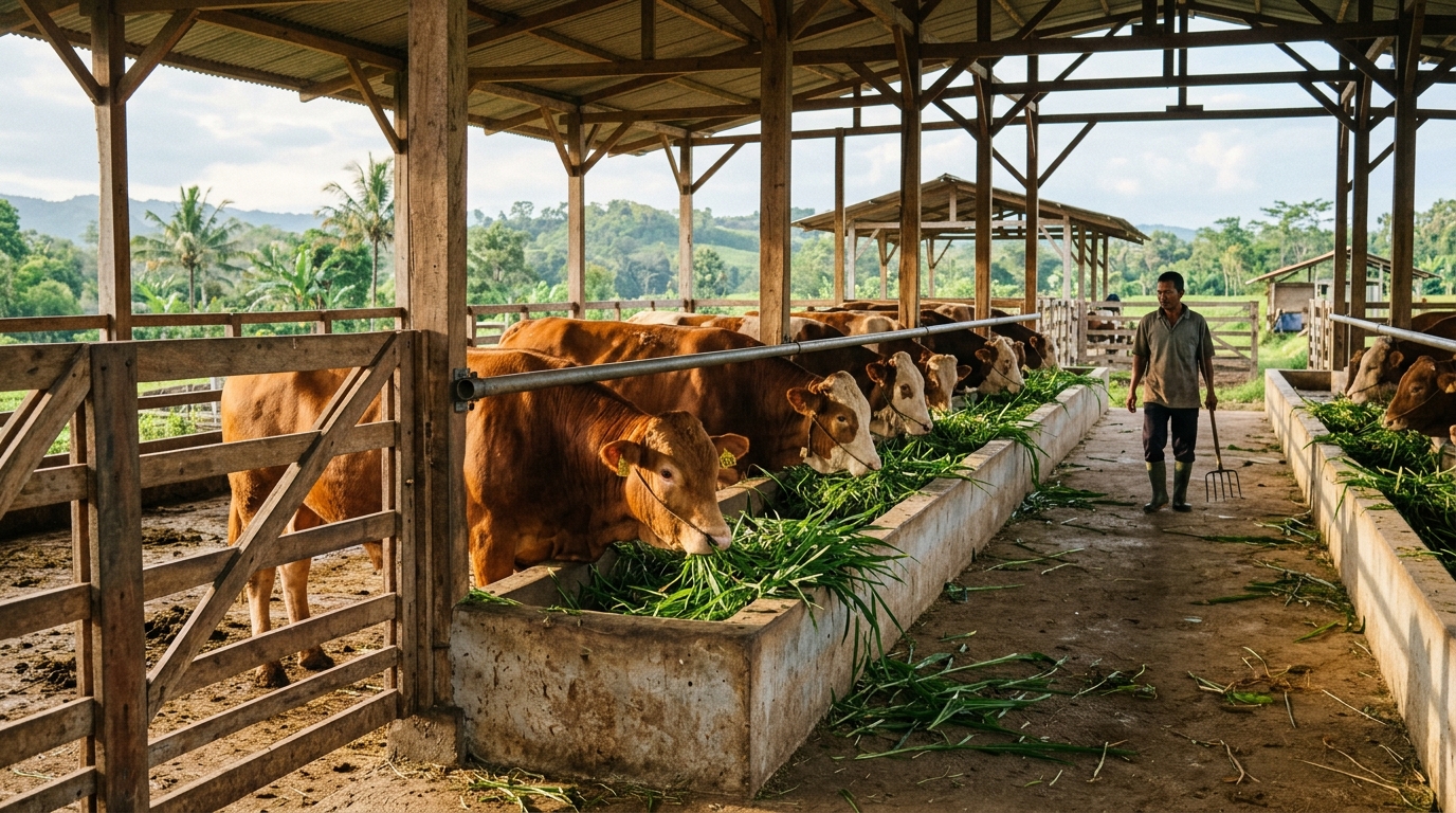 Dokumentasi asli sapi di kandang Arka Cahaya Farm yang sehat dan terawat
