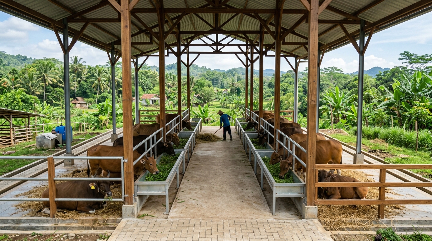 Kandang sapi luas dan asri Arka Cahaya Farm